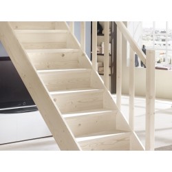 Escalier en bois Savoy: droit, contremarches, rampe [SY4]