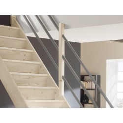 Escalier en bois Savoy: droit, contremarches, rampe [SY4]